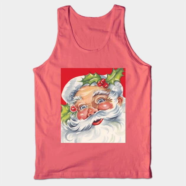 Vintage Christmas, Retro Jolly Santa Claus Tank Top by MasterpieceCafe